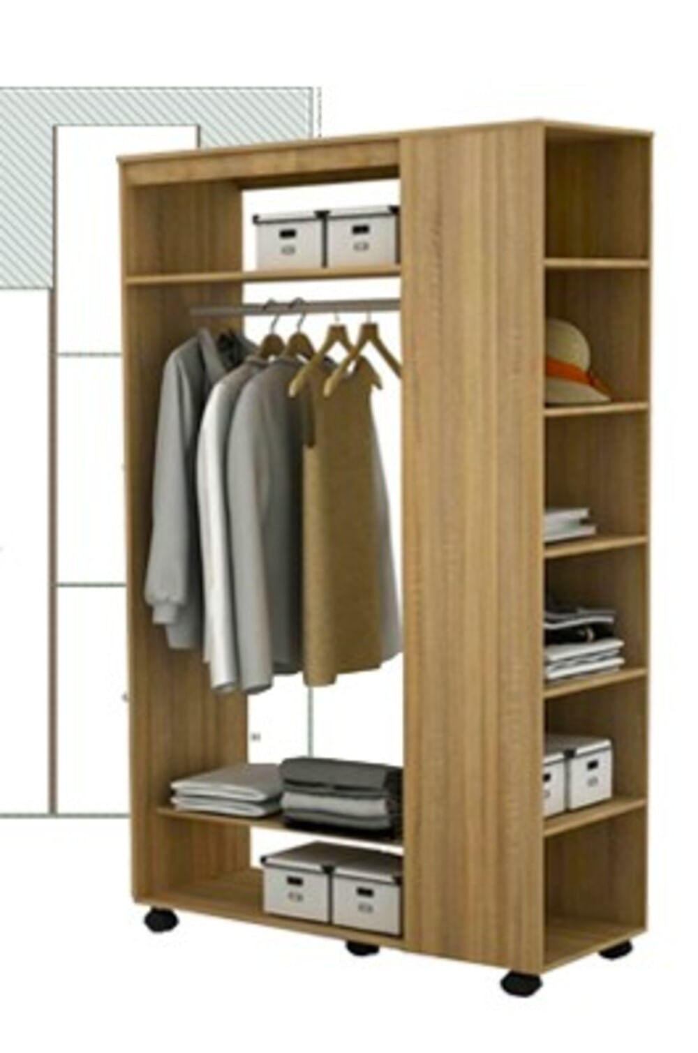 Ropero Vestidor Marión color Marrón con Ruedas TU MESITA