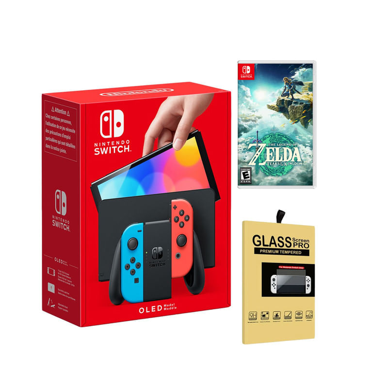 Consola Nintendo Switch Oled Neon + Tears of the Kingdom + Mica