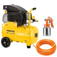 KIT Compresora de Aire  20Lt, manguera 10m, pistola para pintar Pretul