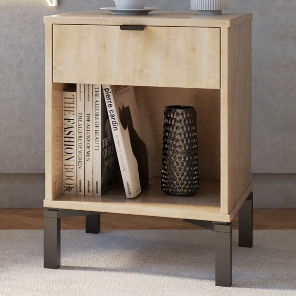 Velador Mesa de Noche Morgan color Duna TU MESITA 1 cajón