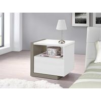 Velador Mesa de Noche Isis color Blanco/Gris 1 cajón TU MESITA