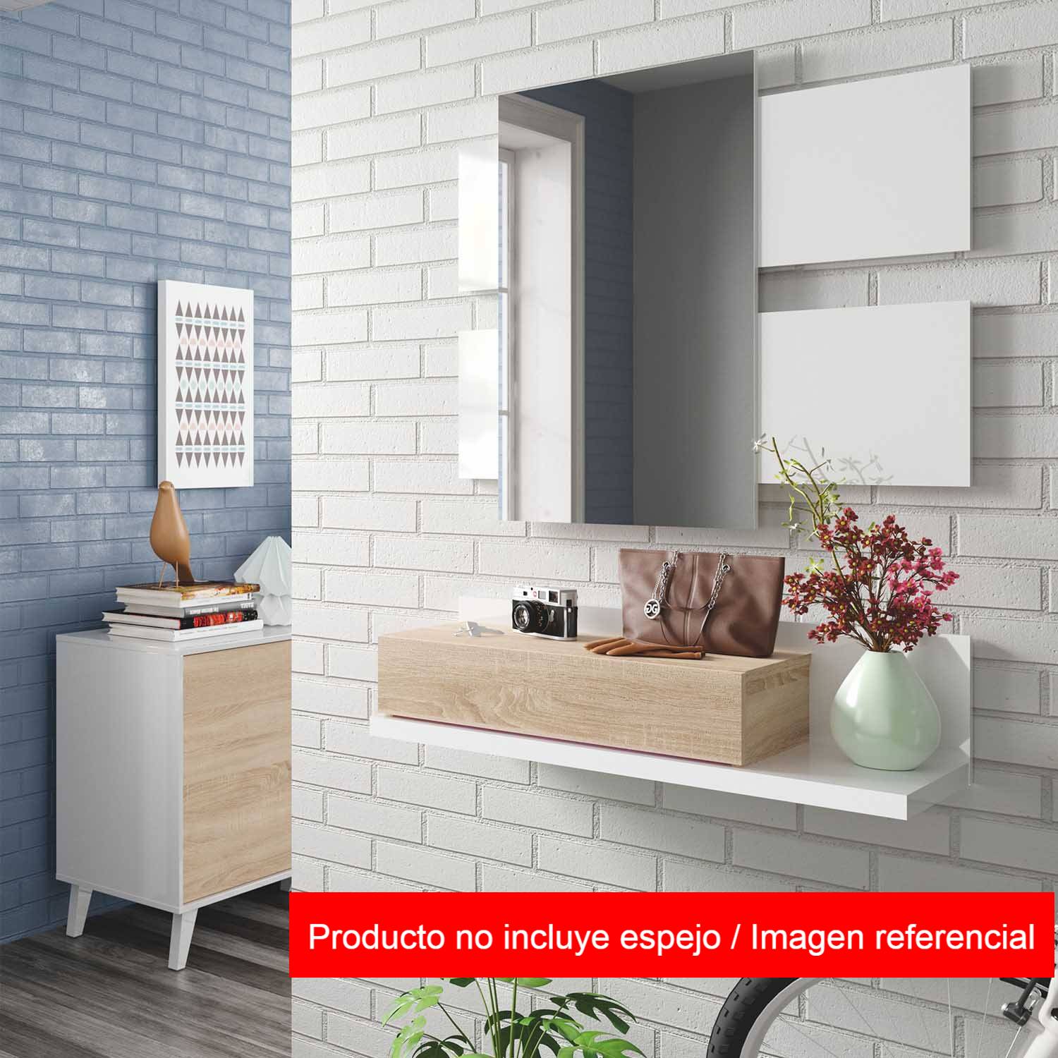 Recibidor Flotante Moderno Moli Blanco/Duna 1 Cajón