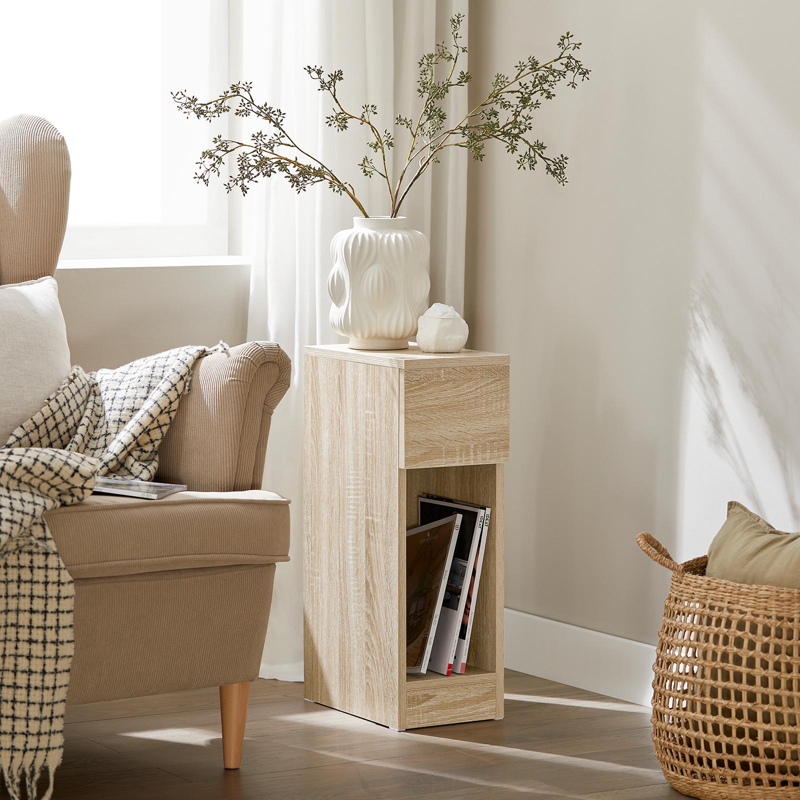 Velador Mesa Lateral Monique color Natural TU MESITA 1 cajón