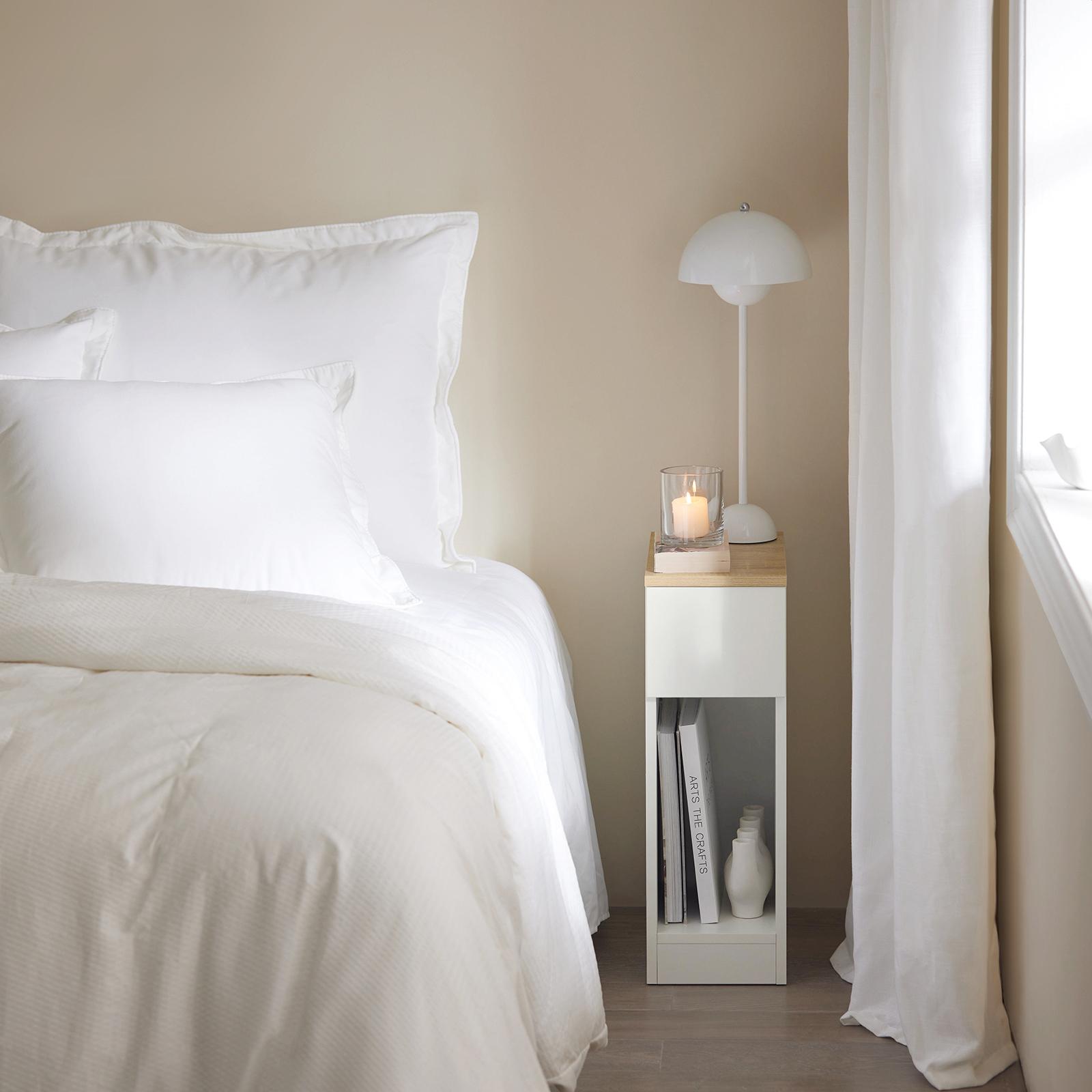 Velador Mesa Lateral Monique color Blanco/Duna TU MESITA 1 cajón