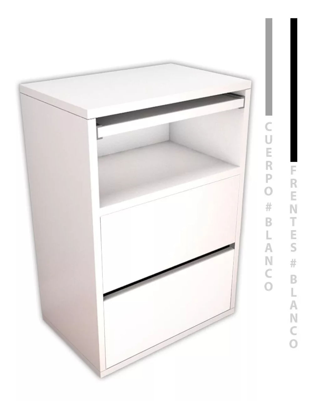 Velador Mesa de Noche Atacama con Desayunador color Blanco TU MESITA