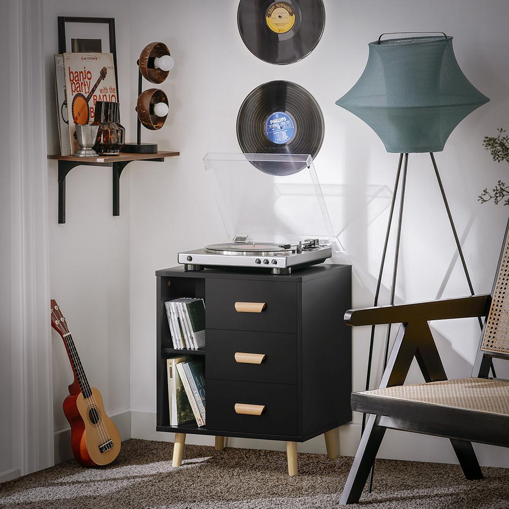 Mesa auxiliar Velador Yuri color Negro 3 cajones TU MESITA