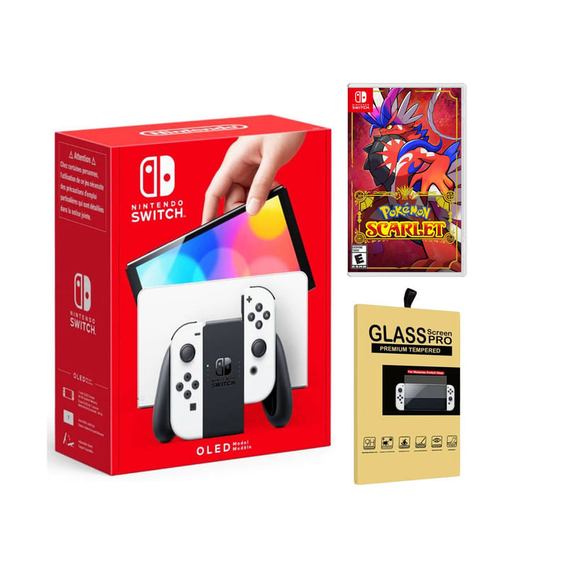Consola Nintendo Switch Oled Blanca + Pokemon Scarlet + Mica