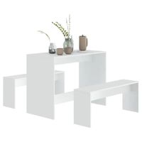 Juego de Comedor con 2 Bancos Moderno Tati Blanco R&R MUEBLES