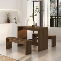 Juego de Comedor con 2 Bancos Moderno Tati Marrón R&R MUEBLES