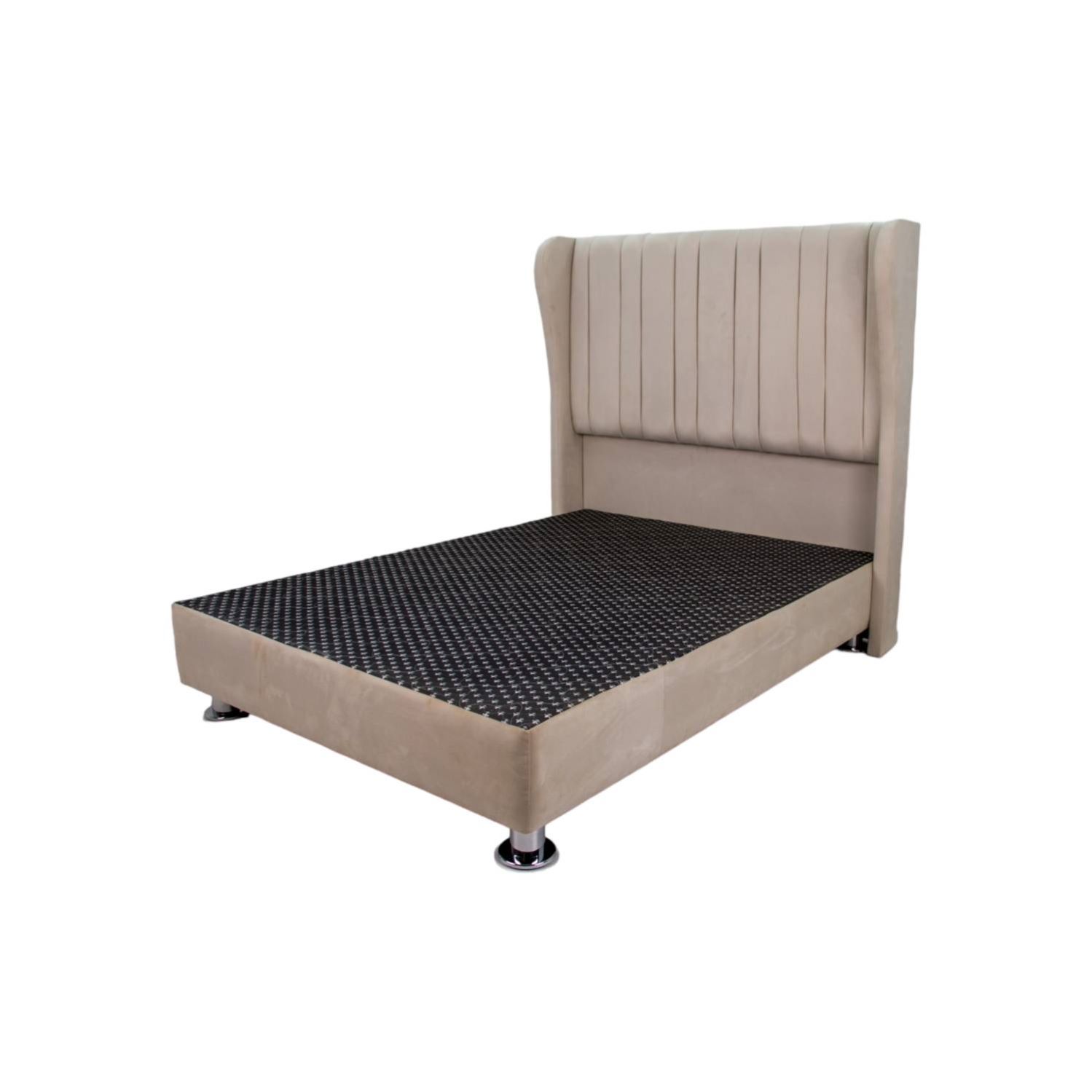 Cama Tapizada Barcelona 2 Plazas Color Beige