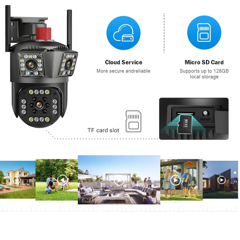 Camara Seguridad Ip Wifi Ptz TRIPLE Lente 360 Exterior RJ45 TF SEISA ...