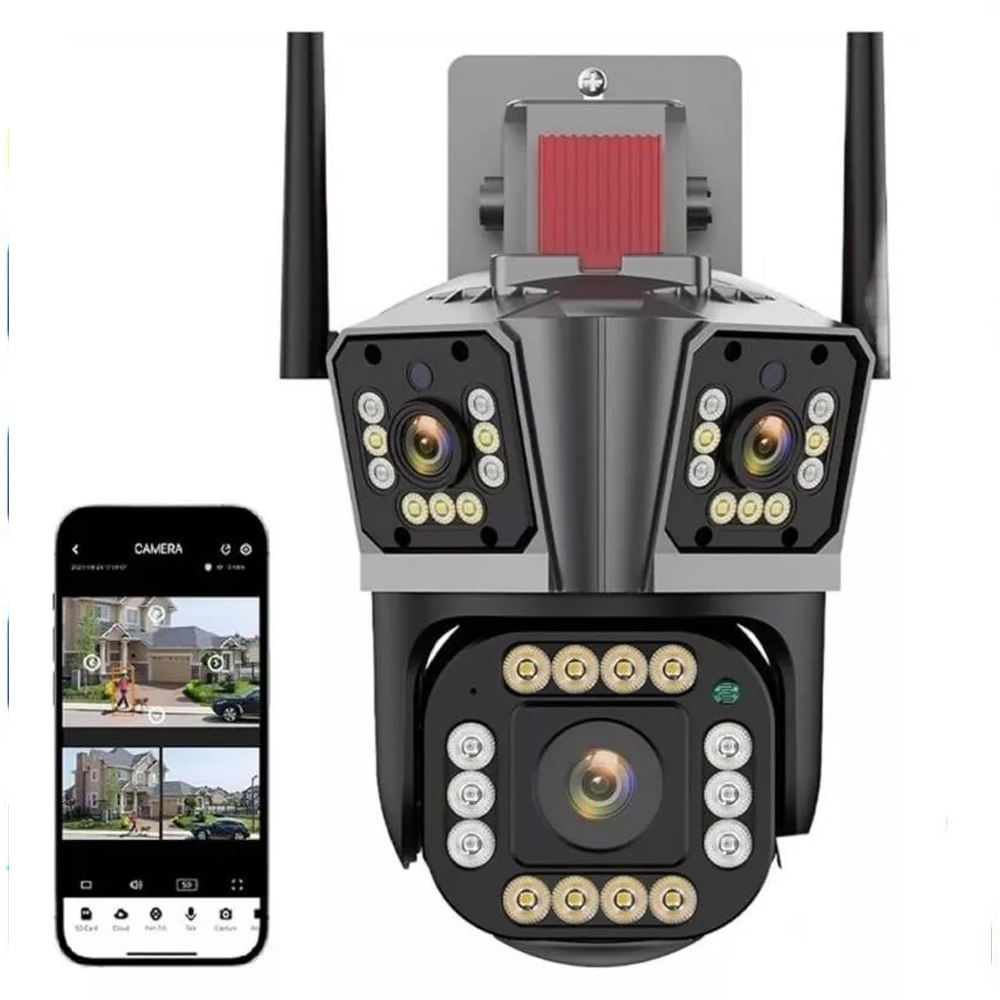 Camara Seguridad Ip Wifi Ptz TRIPLE Lente 360 Exterior RJ45 TF SEISA ...