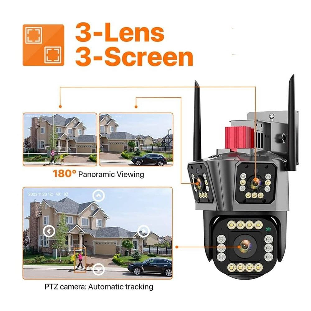 Camara Seguridad Ip Wifi Ptz TRIPLE Lente 360 Exterior RJ45 TF SEISA ...