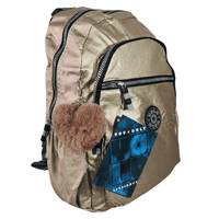 Mochila  escolar Dorado Juvenil Con Pompom Yolo