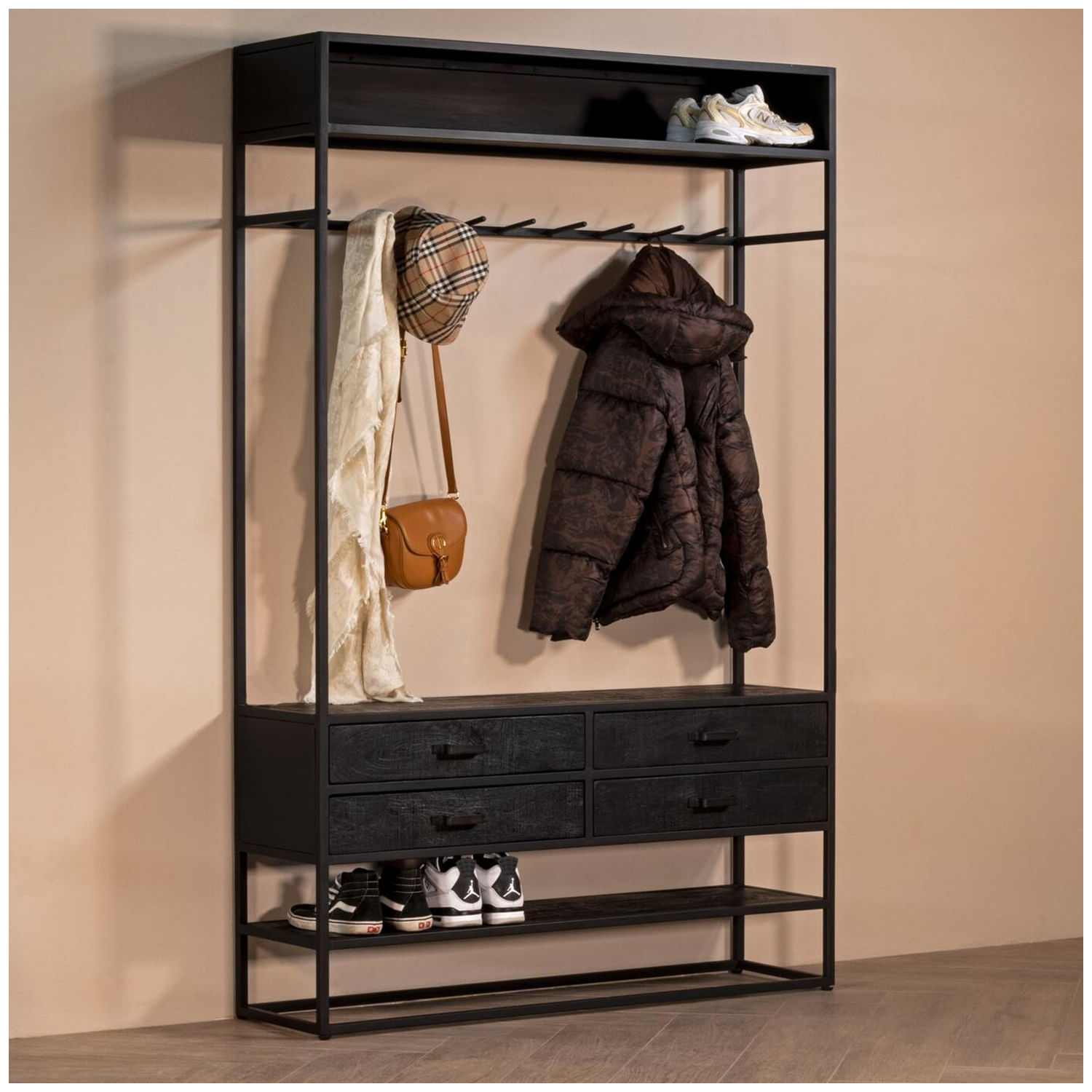 Perchero Industrial Israel Ventitas Home Roble Negro