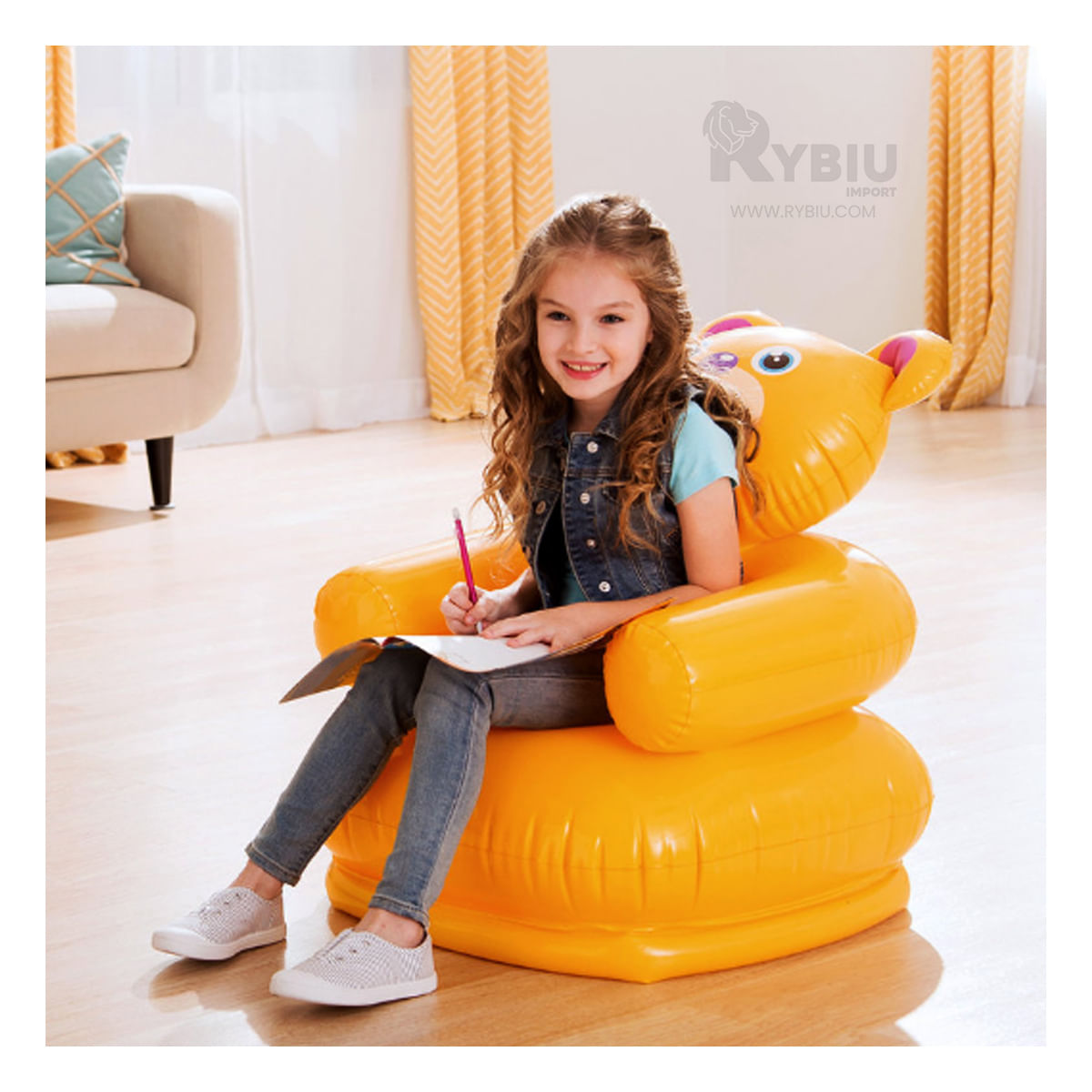 Sofá Inflable Oso Infantil en Color Amarillo