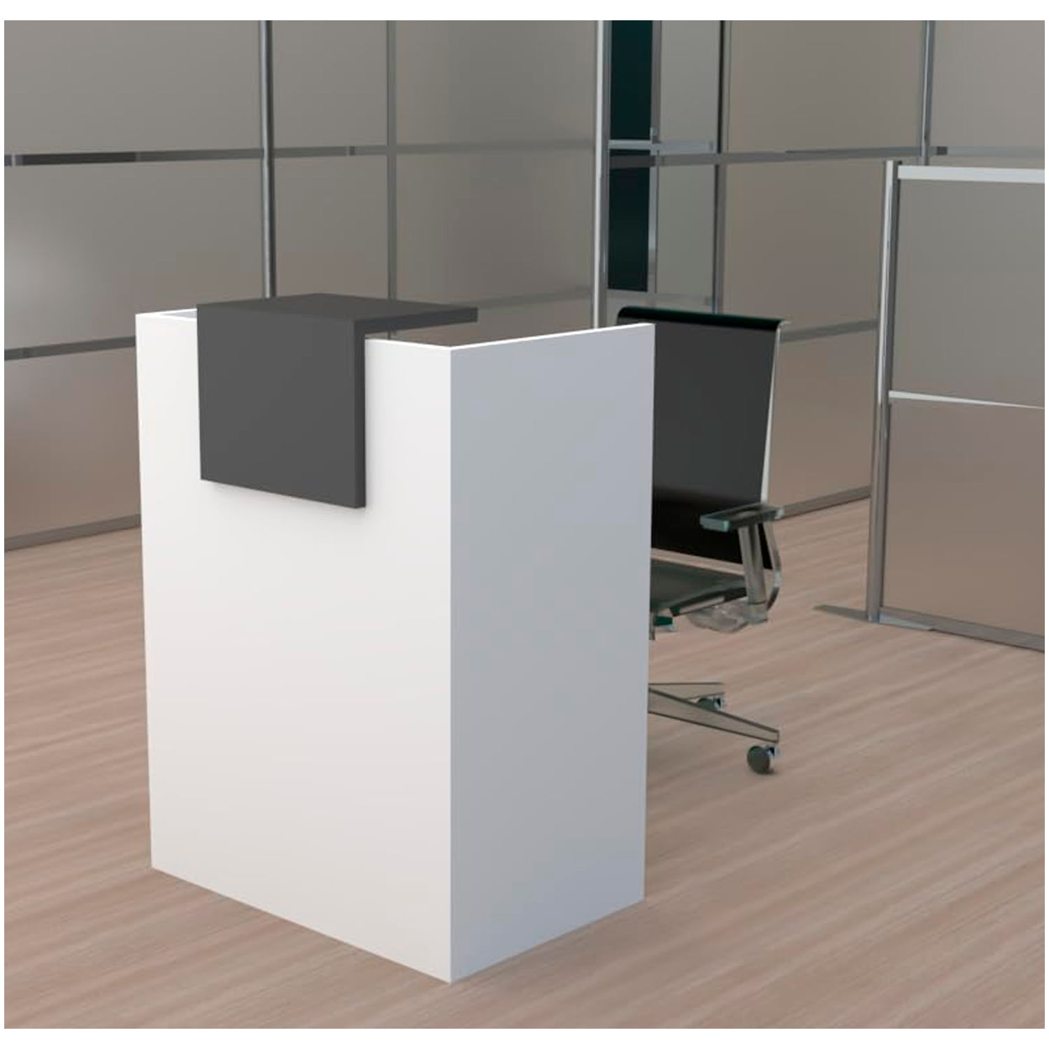 Counter para Recepción Bélgica Ventitas Home Blanco y Negro