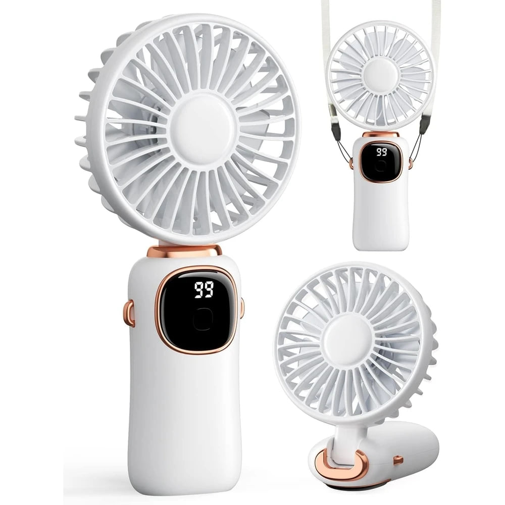 Ventilador de Mano Portátil Coldsky 4000Mah 3 En 1 Multifunción con Pantalla Digital Blanco