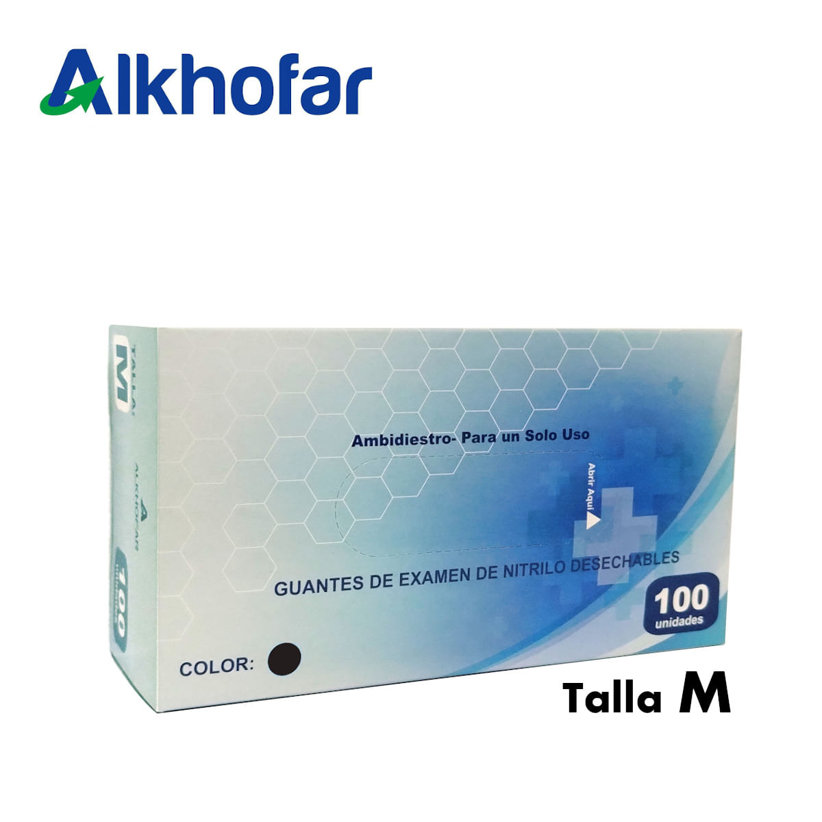 Guantes de Nitrilo Alkhofar Talla M caja*100und negro