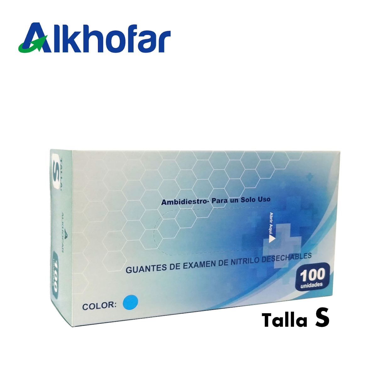 Guantes de Nitrilo Alkhofar Talla S caja*100und celeste