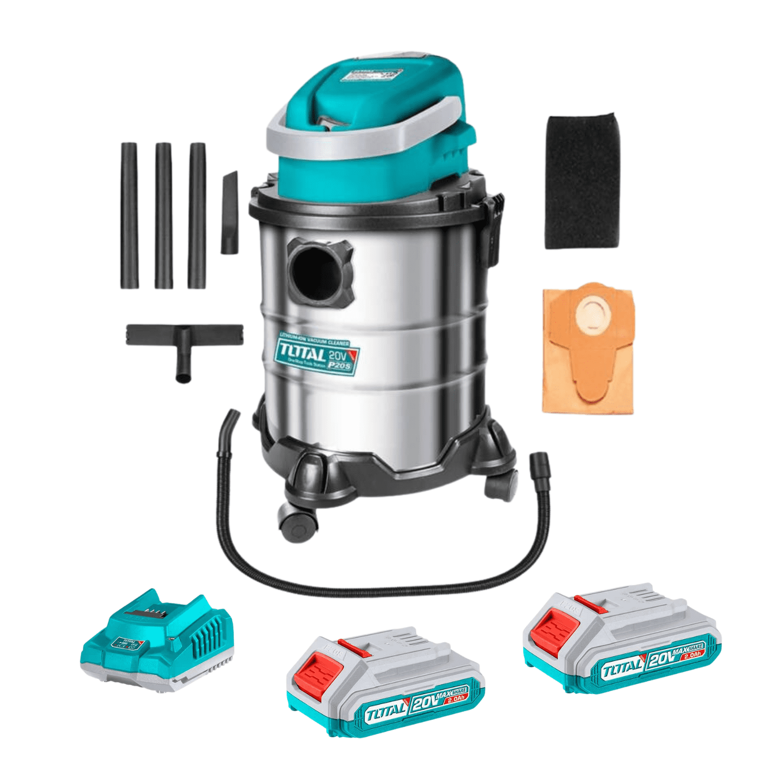 Aspiradora 20v 20 Litros + 2 Baterías y Cargador Total TVLI2005E-TFBCPK1222