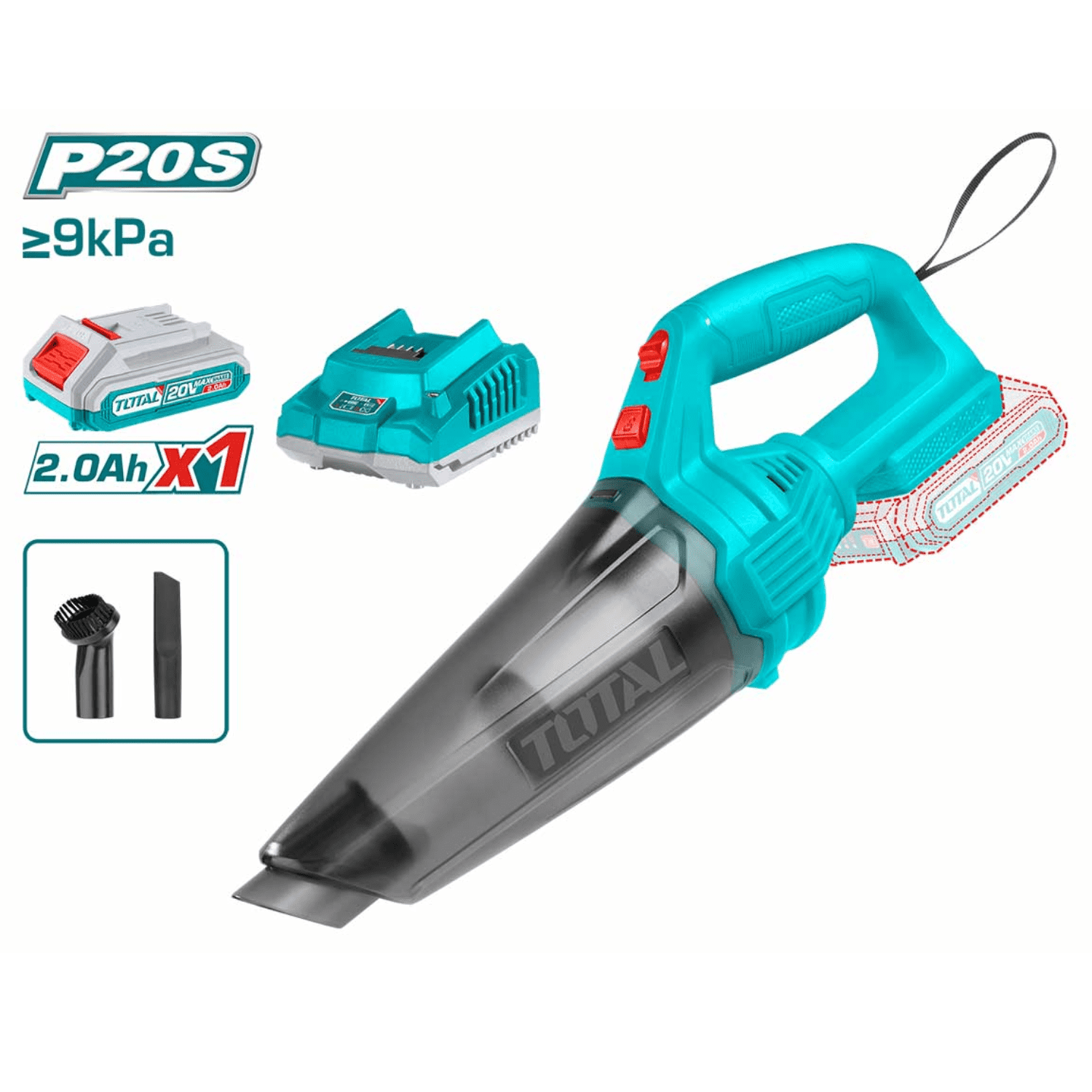 Aspiradora Inalámbrica 20v IncluyeBatería y Cargador Total TVLI20126