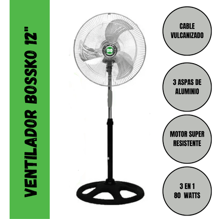 Ventilador Bossko 3 En 1 De 12" BK-8312VP – Plateado - Promart