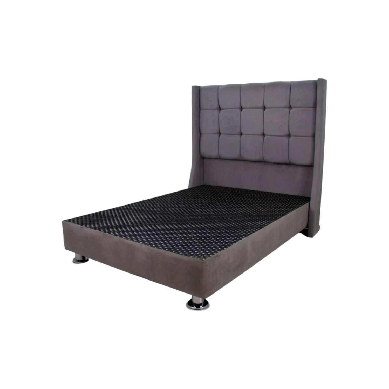 Cama Tapizada Atenas 2 Plazas Color Gris