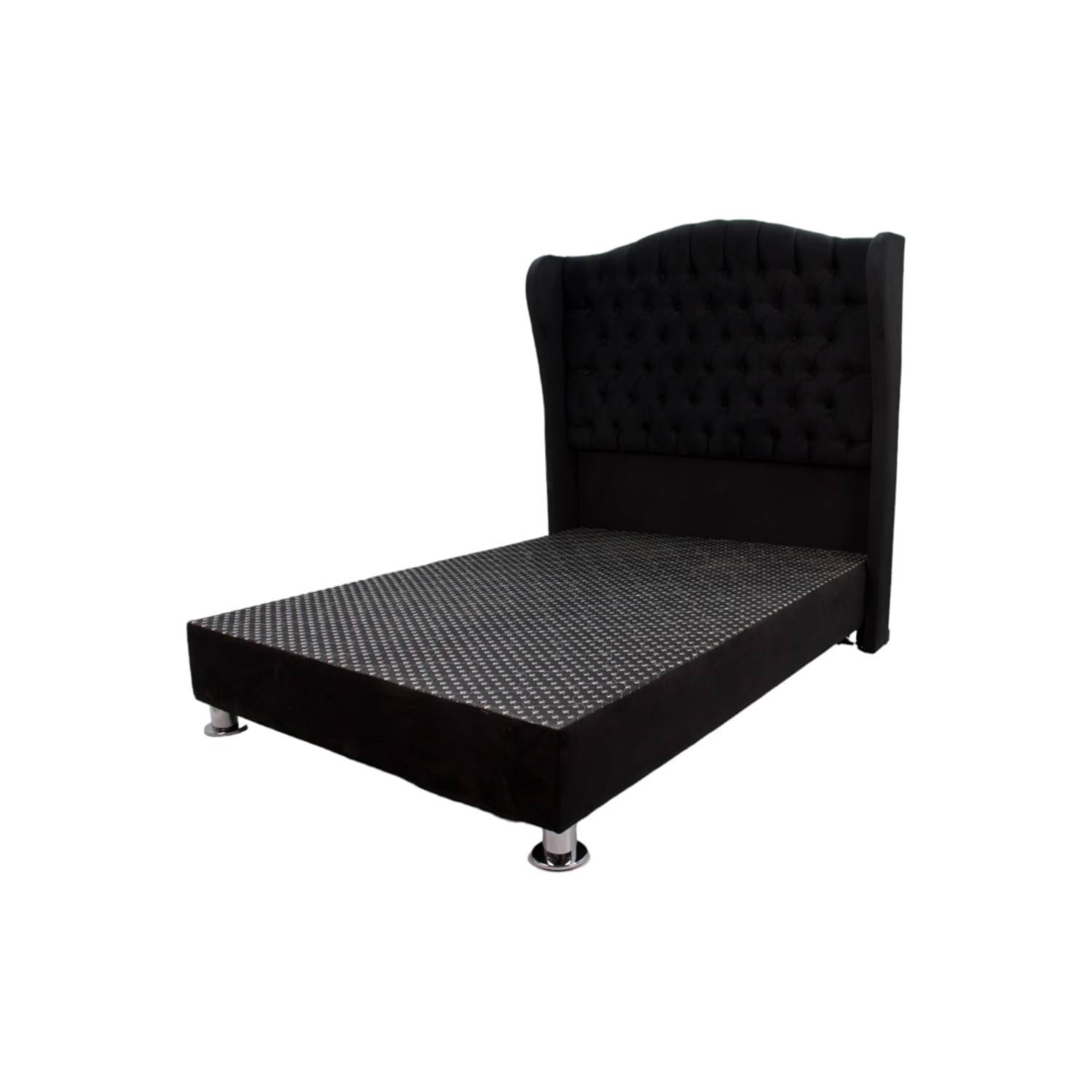 Cama Tapizada Paris- 1.5 Plazas Color Negro