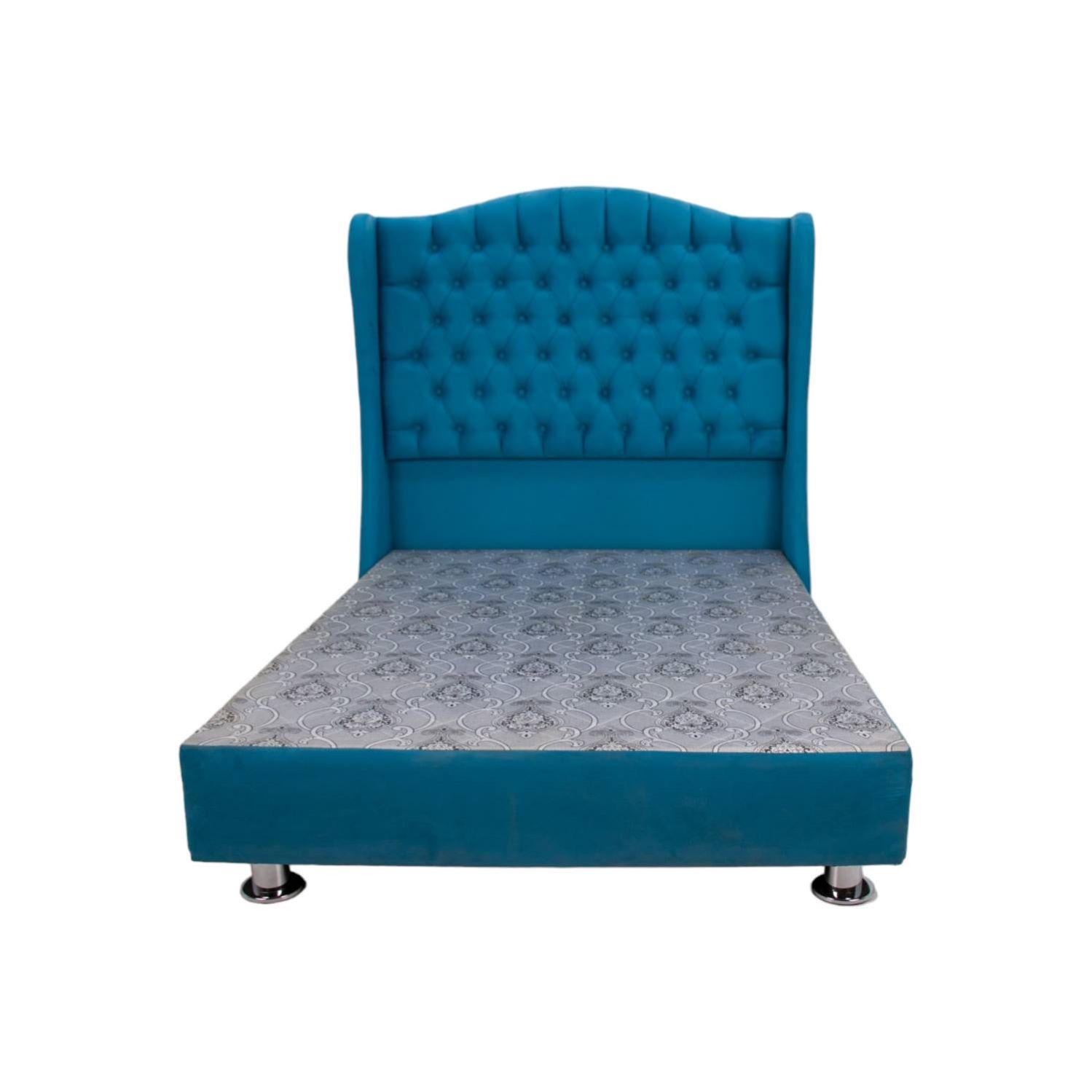 Cama Tapizada Paris 1.5 Plazas Color Turquesa
