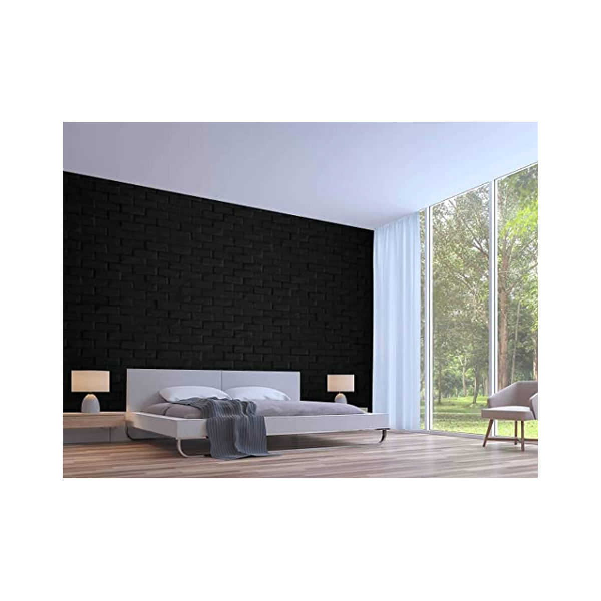 Papel Mural Negra En 3D Espuma Decorativa Adhesiva