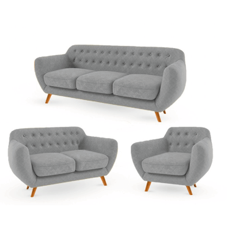 Juego de Sala Vintage 3 2 1 Antuane Gris Juego de Sala Vintage 3 2 1 Antuane Gris