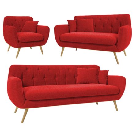 Juego de Sala Vintage 3 2 1 Mia Rojo ALTO HOGAR Juego de Sala Vintage 3 2 1 Mia Rojo ALTO HOGAR