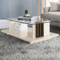 Mesa de centro Moderna Frizz con vidrio color Blanco/Marrón TU MESITA