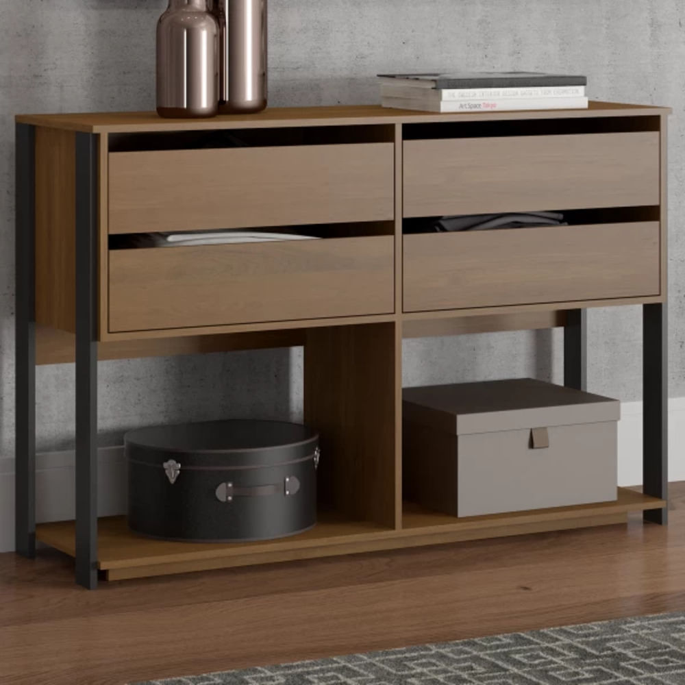 Cómoda Moderna  Damian 4 cajones color Marrón TU MESITA