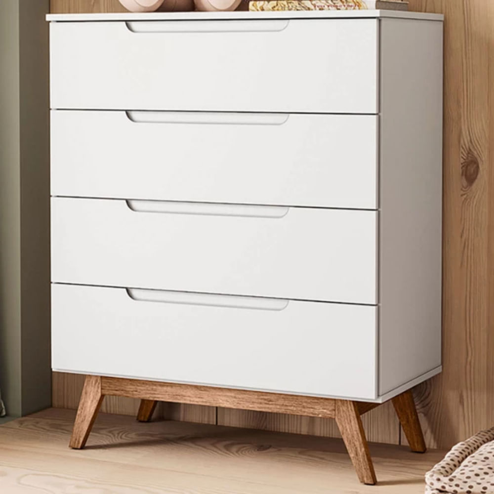 Cómoda Clásica Alpha 4 cajones color Blanco TU MESITA