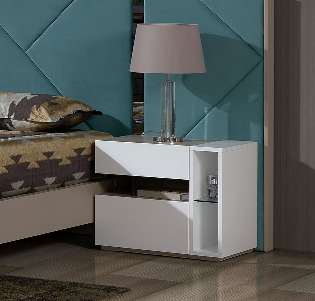 Velador Moderno Samanta color Blanco 2 cajones TU MESITA