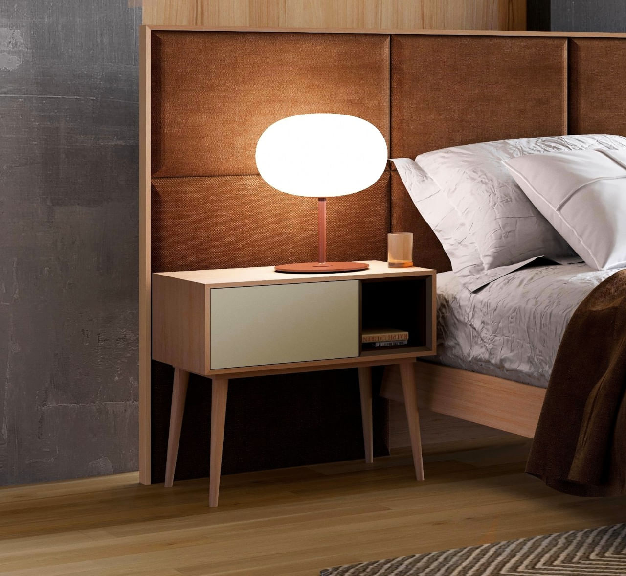 Velador Mesa de Noche Eleonor color Blanco/Duna TU MESITA