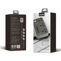 Tomacorriente 3 puertos y 6 entradas USB Premium - SC3604