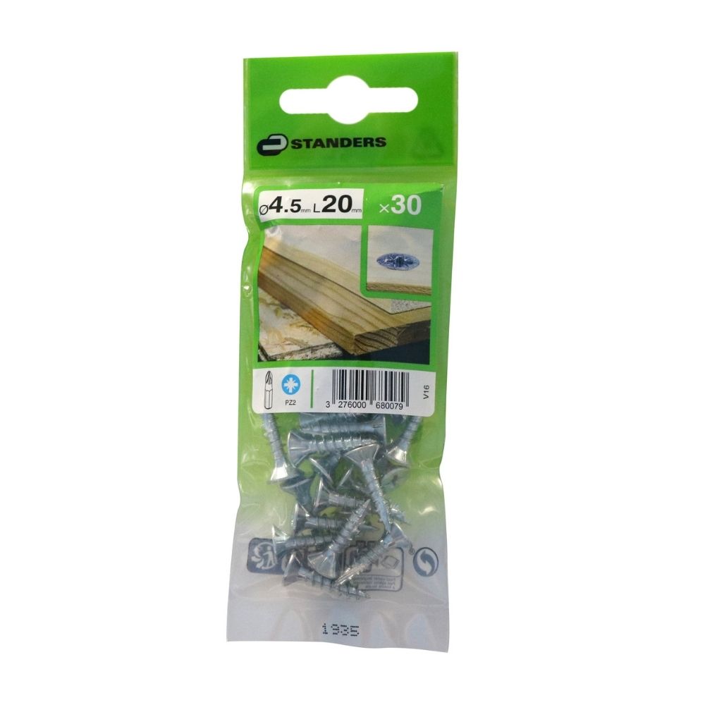 Tornillo Aglomerado Cs Pz Acero 4.5x20mm 30u Standers