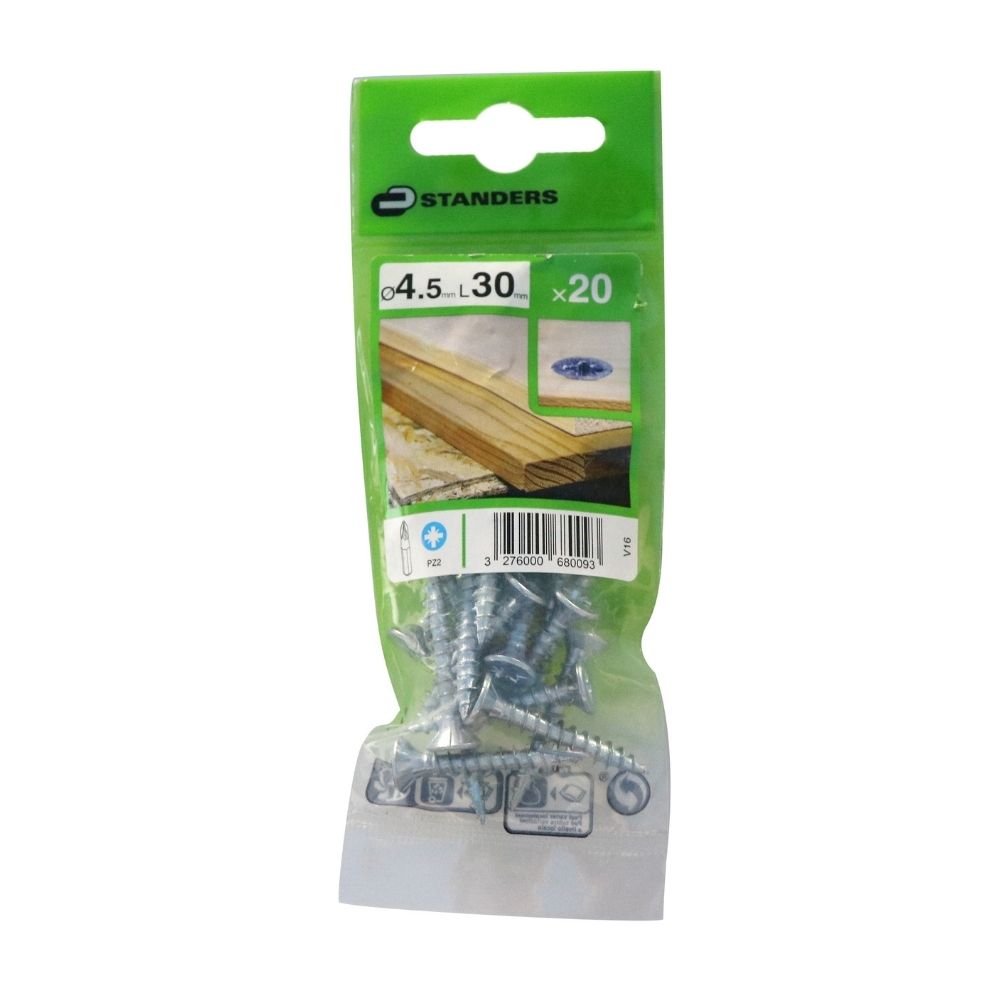 Tornillo Aglomerado Cs Pz Acero 4.5x30mm 20u Standers