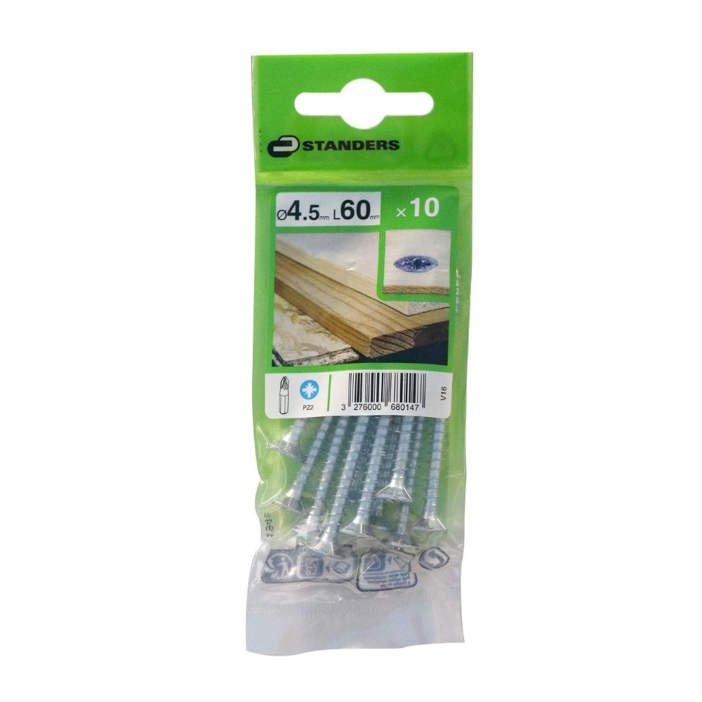 Tornillo Aglomerado Cs Pz Acero 4.5x60mm 10u Standers