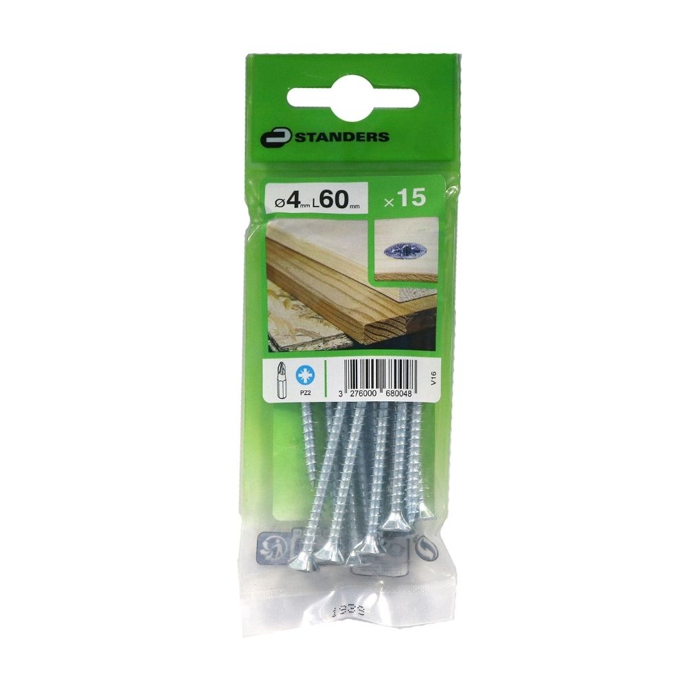 Tornillo Aglomerado Cs Pz Acero 4x60mm 15u Standers