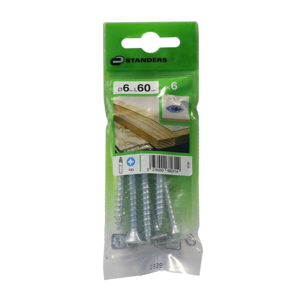 Tornillo Aglomerado Cs Pz Acero 6x60mm 6u Standers