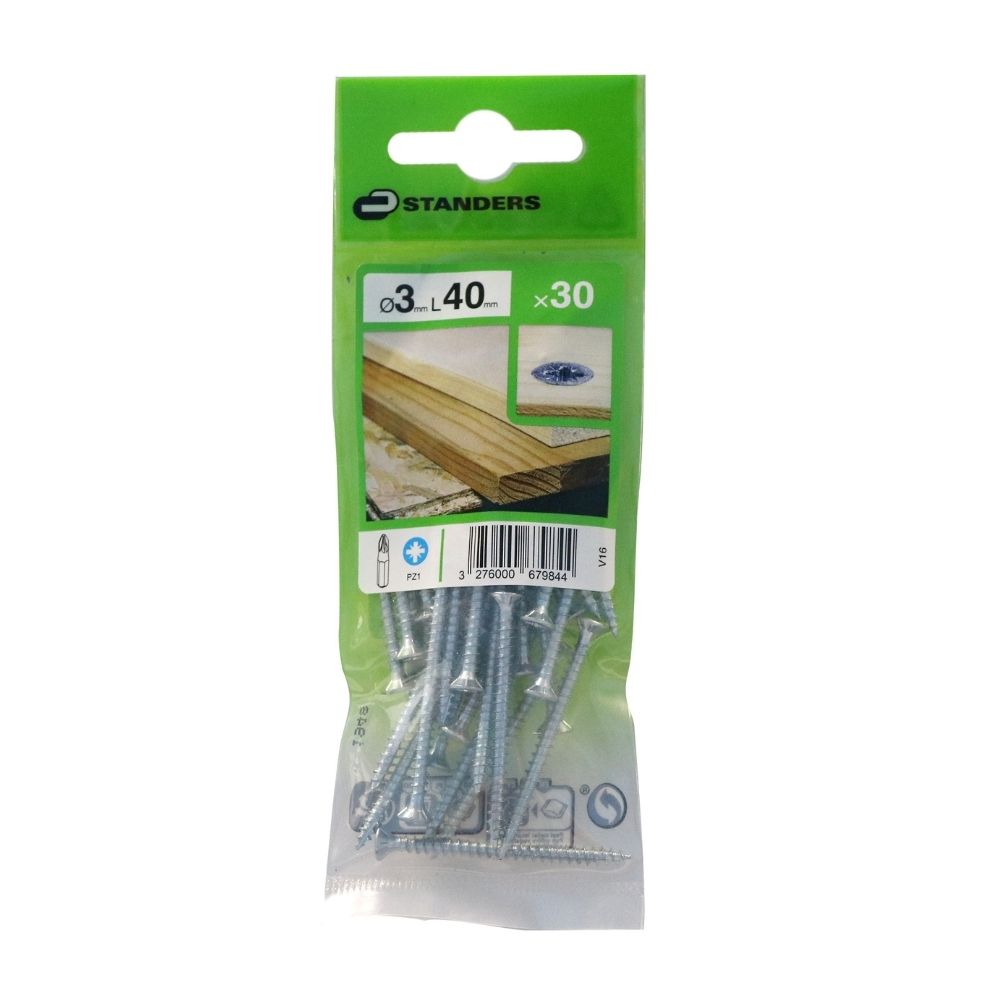 Tornillo Aglomerado Cs Pz Acero 3x40mm 30u Standers