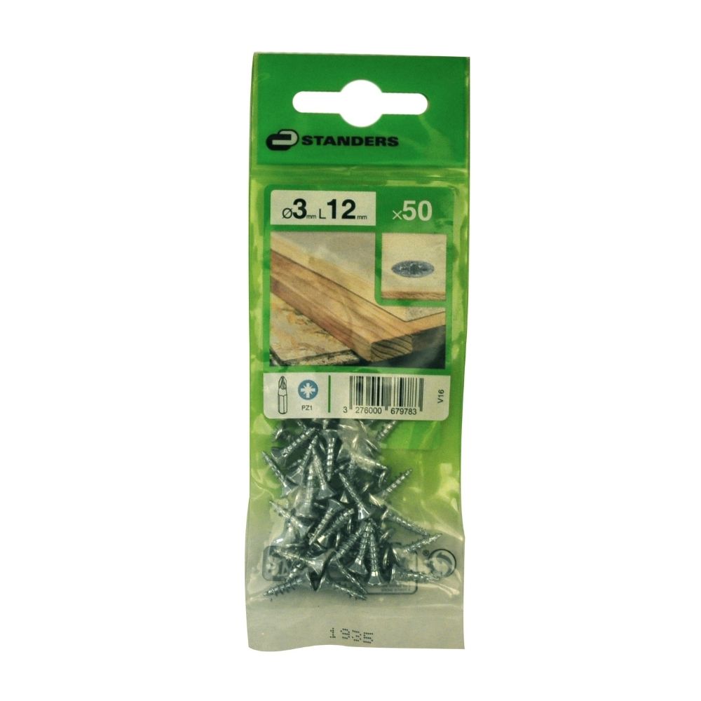 Tornillo Aglomerado Cs Pz Acero 3x12mm 50u Standers
