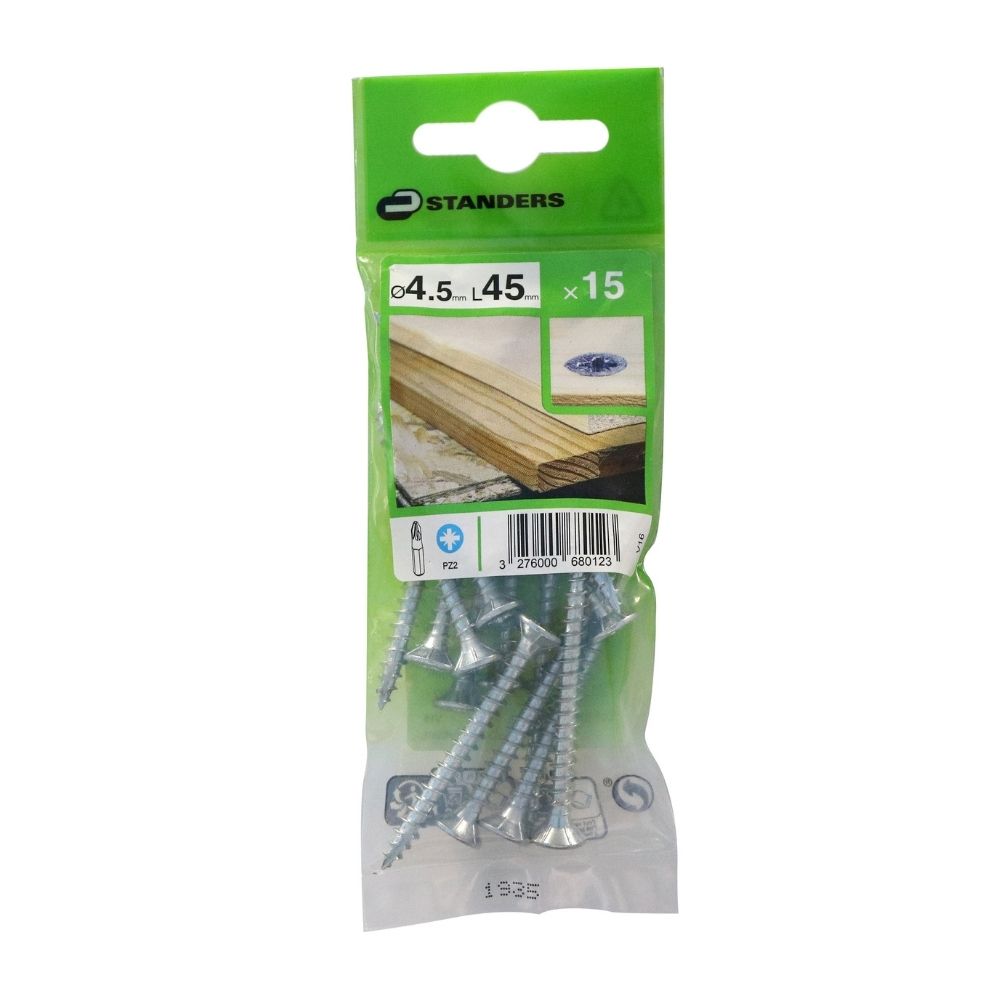 Tornillo Aglomerado Cs Pz Acero 4.5x45mm 15u Standers