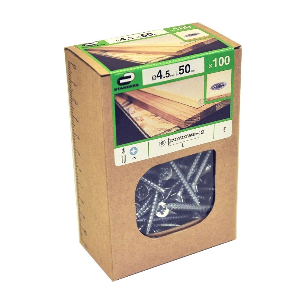 Tornillo Aglomerado Cs Pz Acero 4.5x50mm 100u Standers