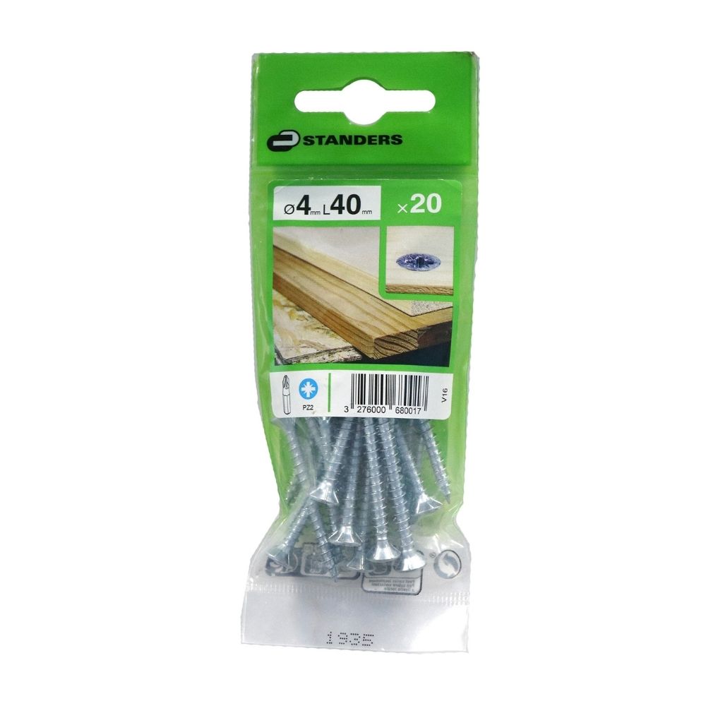 Tornillo Aglomerado Cs Pz Acero 4x40mm 20u Standers