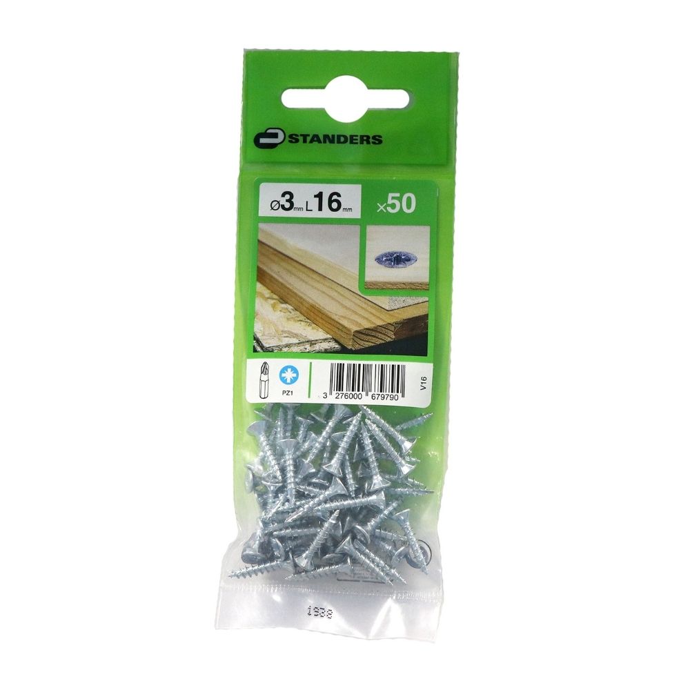 Tornillo Aglomerado Cs Pz Acero 3x16mm 50u Standers